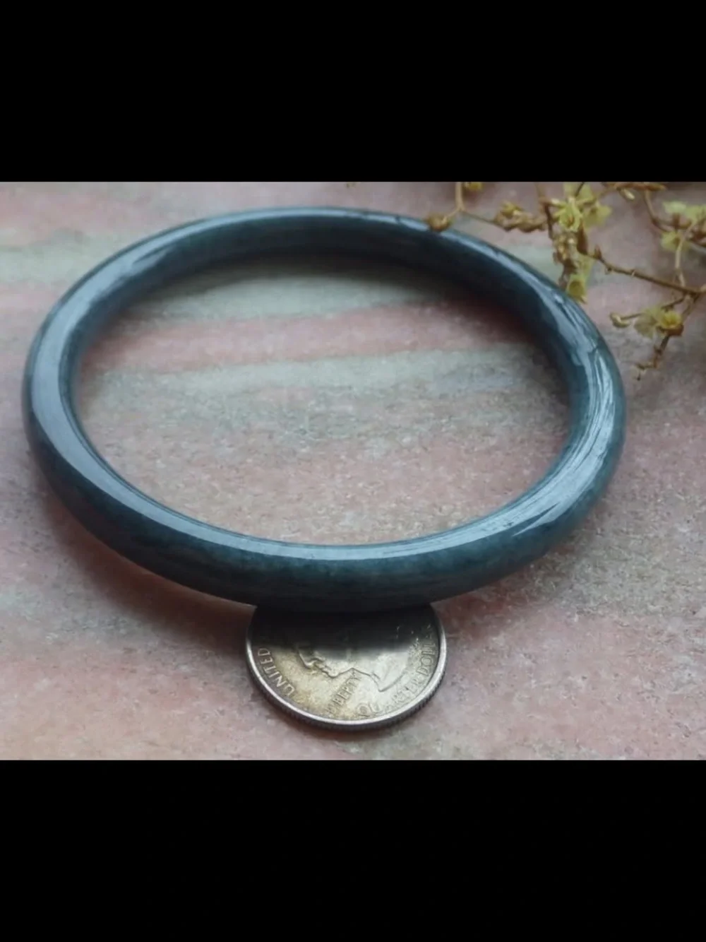 Elegant Jadeite jade dark green certificate luck bangle bracelet 70mm 8.5inches